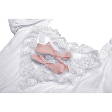 Load image into Gallery viewer, Dark in Love White Lace Heart Pink Bow Dress
