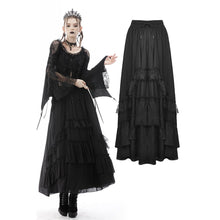 Load image into Gallery viewer, Dark In Love Gothic Frilly Chiffon Long Skirt
