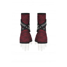 Load image into Gallery viewer, Dark In Love Punk Red and Black Studded Gloves

