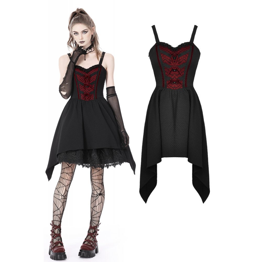 Dark in Love Black & Red Strap Mini Dress
