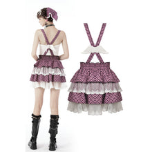 Load image into Gallery viewer, Dark In Love Pink Plaid Angel Lace Strap Dress
