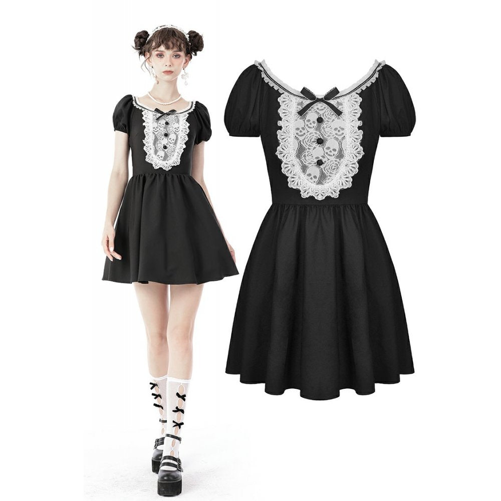Dark In Love Gothic Skull Lace Doll Dress