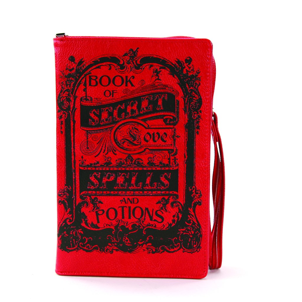 Book Of Spells For Love Book Clutch Bag In Red Vinyl Material