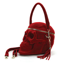 Load image into Gallery viewer, Skull Velvet Handbag in Red
