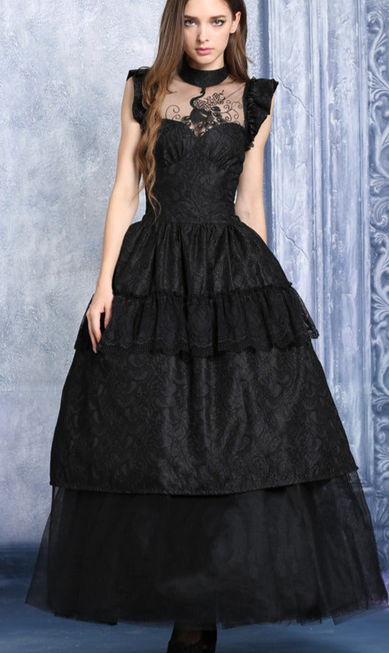 Dark in Love Gothic Lolita Tiered Peacock Dress