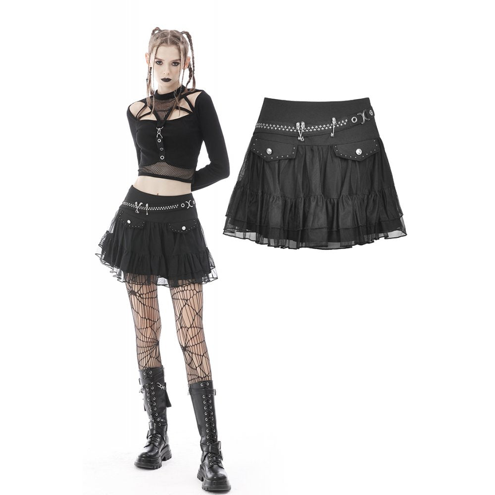 Dark in Love Mesh Studded Mini Skirt