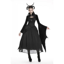 Load image into Gallery viewer, Dark in Love Gothic Black Velvet Cape with Bat Sleeves
