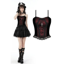 Load image into Gallery viewer, Dark In Love Gothic Funeral Dark Red and Black Top
