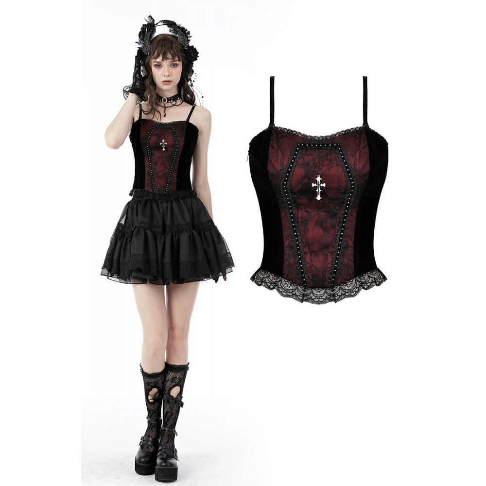 Dark In Love Gothic Funeral Dark Red and Black Top