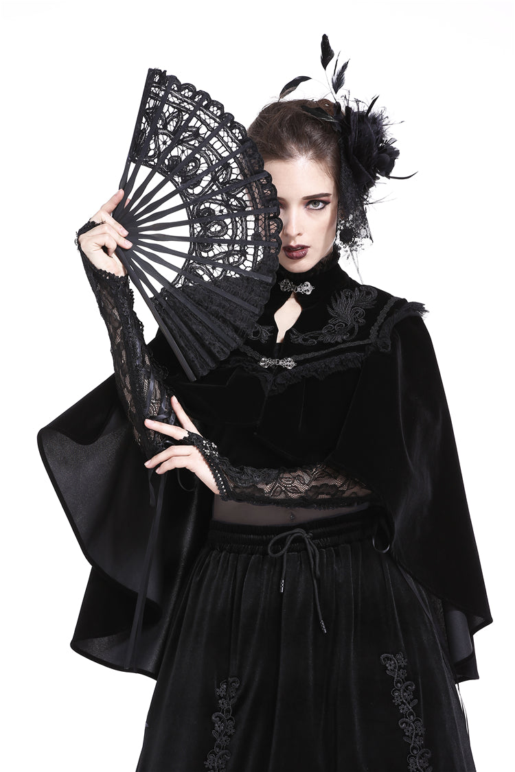 Dark in Love Black Lace Gothic Hand Fan