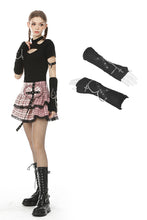 Load image into Gallery viewer, Dark in Love Punk Chain Wooly Fingerless Arm Warmer Gloves
