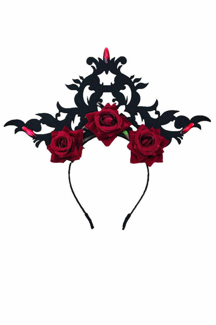 Dark in Love Red Rose Gothic Headband