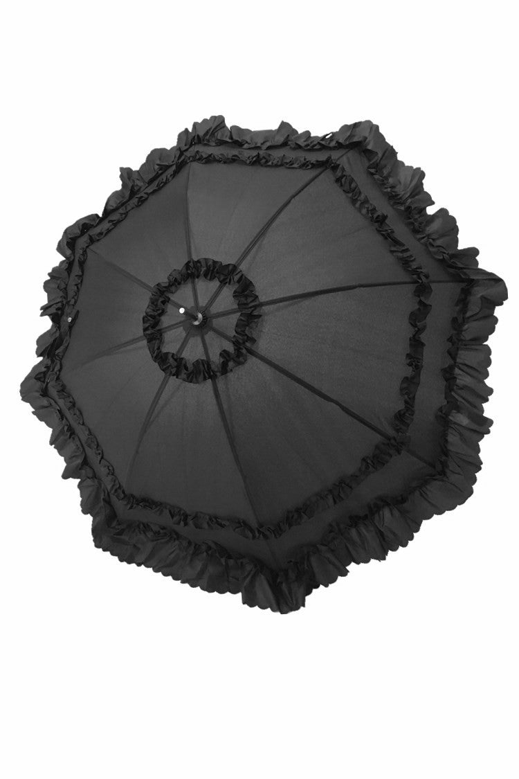Dark in Love Black Rings of Lace Gothic Lolita Umbrella