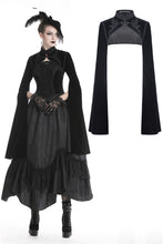 Load image into Gallery viewer, Dark in Love Gothic Black Velvet Witch Cape with Long Big Sleeves
