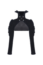Load image into Gallery viewer, Dark in Love Gothic Punk Black Velvet Cape with High Collar
