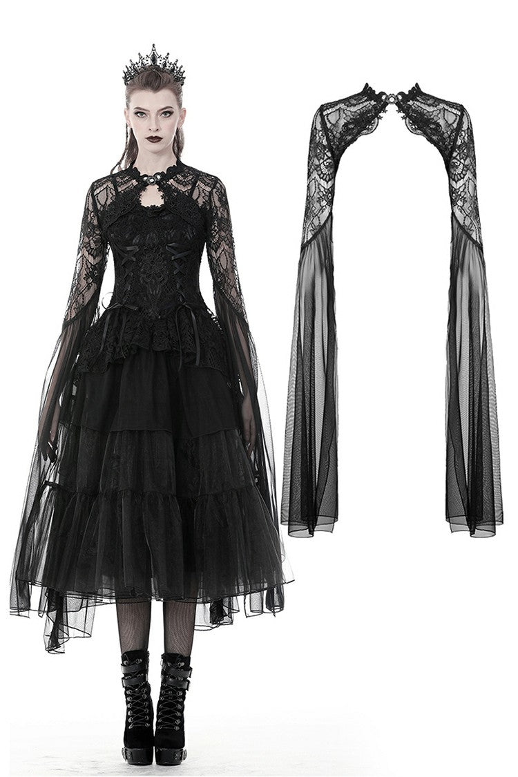 Dark in Love Gothic Mesh and Lace Long Sleeve Cape