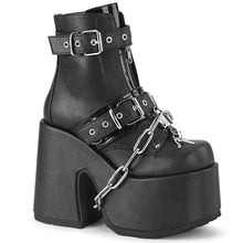Load image into Gallery viewer, Demonia Camel-205 Black Chain Platform Ankle Boots
