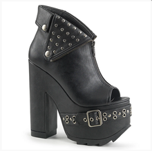 Load image into Gallery viewer, Demonia Cramps-103 Platform Ankle Boots in Black Vegan Leather/
