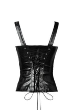 Load image into Gallery viewer, Dark in Love Vegan Leather Asymmetrical Strap Corset Top
