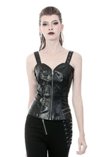 Load image into Gallery viewer, Dark in Love Vegan Leather Asymmetrical Strap Corset Top
