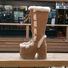 Load image into Gallery viewer, Demonia Camel-311 Tan Faux Fur Platform Boots
