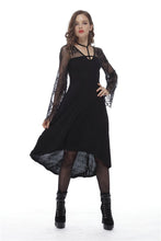 Load image into Gallery viewer, Dark in Love Gothic Cross Front Sheer Dress with Flower Sleeves

