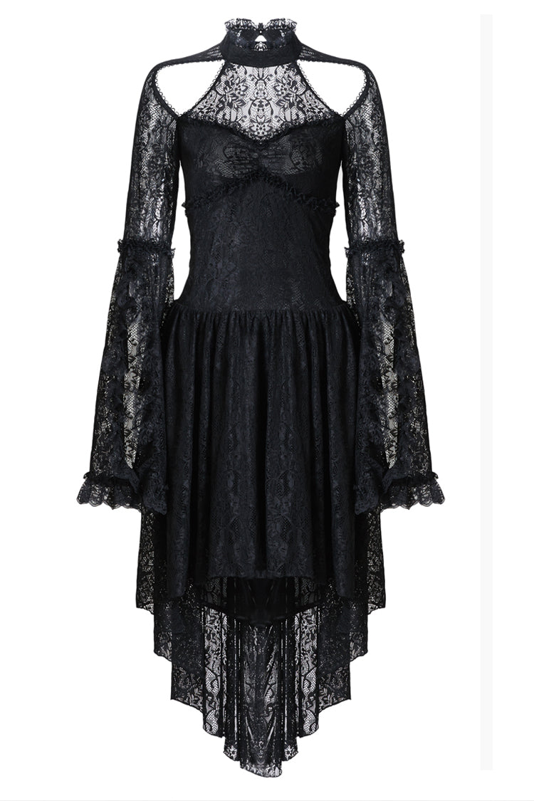 Dark in Love Gothic Lace Dress with Cat Ear Shape Shoulder Cut Out