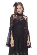 Load image into Gallery viewer, Dark in Love Gothic Lace Dress with Cat Ear Shape Shoulder Cut Out
