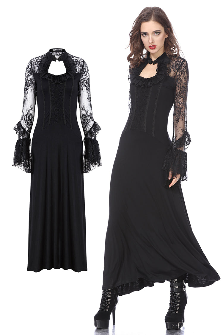 Dark in Love Gothic Long Lace Knitted Dress