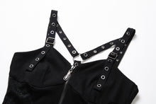 Load image into Gallery viewer, Dark in Love Punk Midi Halter Dress with Spider Mesh Slim Waist Design
