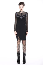 Load image into Gallery viewer, Dark in Love Punk Metal Studded Mesh Midi Dress
