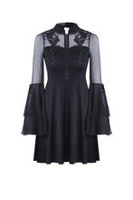 Load image into Gallery viewer, Dark in Love Gothic Flower Bust Layered Sleeve Midi Dress
