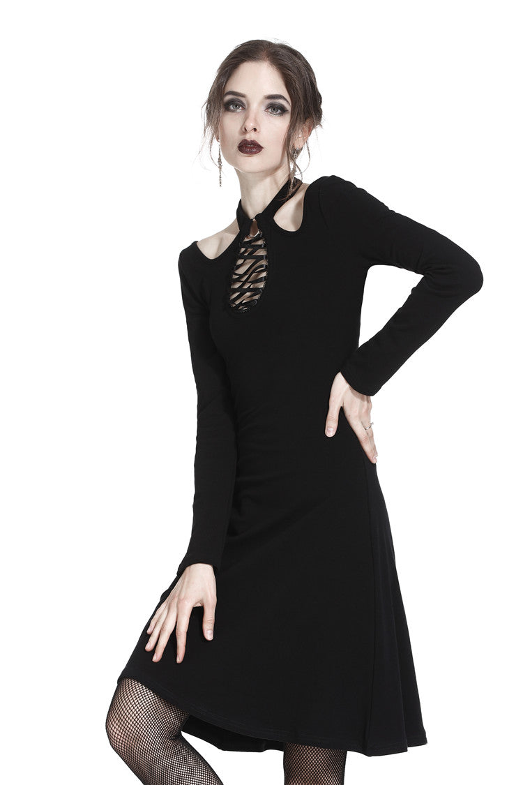 Dark in Love Peek-a-Boo Long-Sleeve Halter Dress