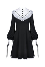 Load image into Gallery viewer, Dark in Love Black Lolita Dress with White Triangle Lace
