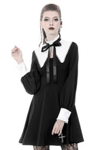Load image into Gallery viewer, Dark in Love Gothic Lolita Black and White Bow Neck Dress
