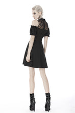 Load image into Gallery viewer, Dark in Love Gothic Lolita Cold Shoulder Collar Bow Dress

