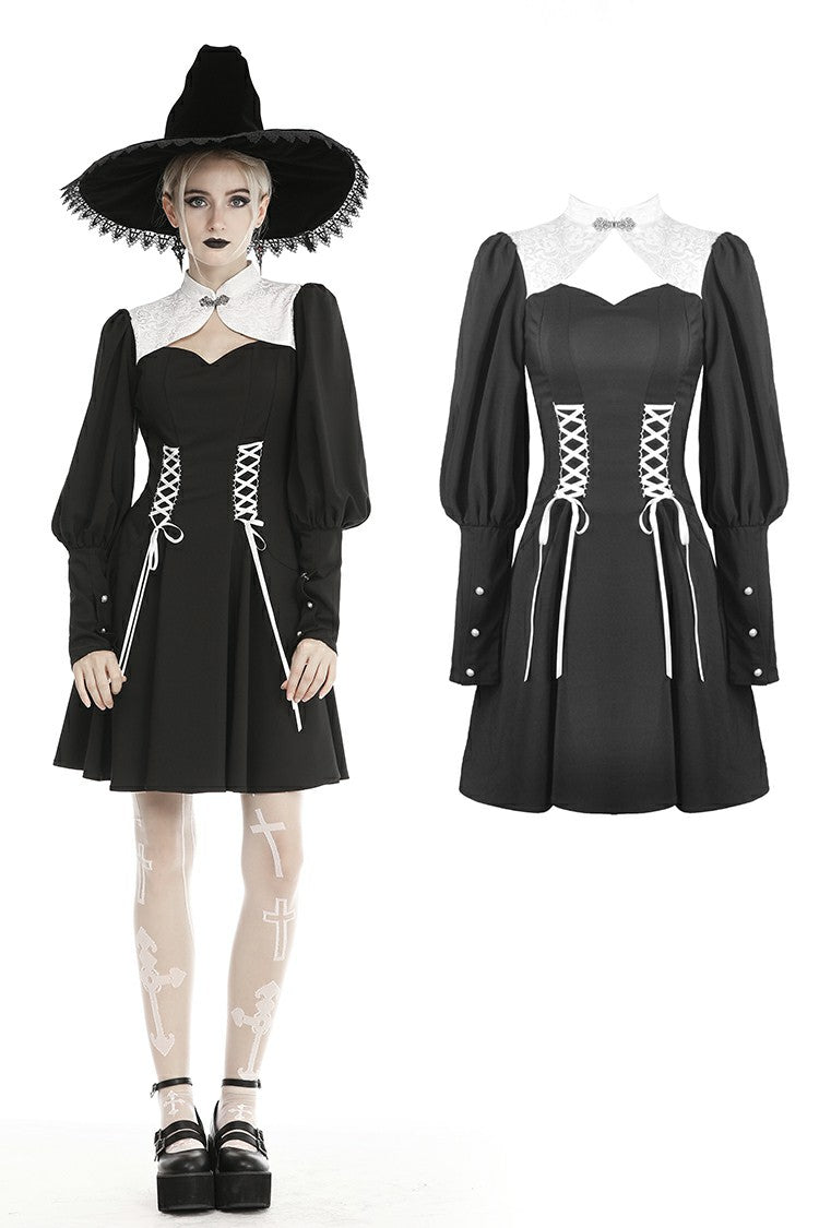 Dark in Love Gothic Lace-Up Long Sleeved Dress