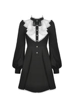 Load image into Gallery viewer, Dark in Love Gothic Pleated Button-Up Long-Sleeved Dress
