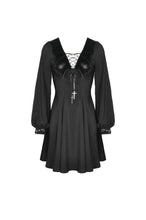 Load image into Gallery viewer, Dark in Love Bat Collar Lace-Up Long Sleeved Dress
