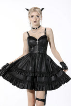 Load image into Gallery viewer, Dark in Love Tiered Faux-Leather Strap Dress
