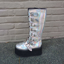 Load image into Gallery viewer, Demonia Damned-318 Silver Holographic Platform
