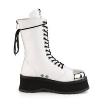 Load image into Gallery viewer, Demonia Gravedigger-14 Platform Boots in White Vegan Leather
