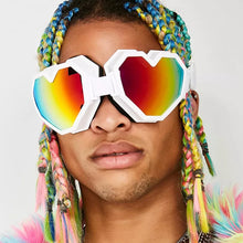 Load image into Gallery viewer, White Heart Shaped Oversized Rave Goggles/Sunglasses
