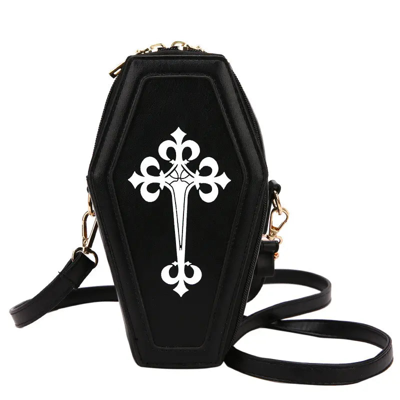Black and White Coffin Shaped Bag