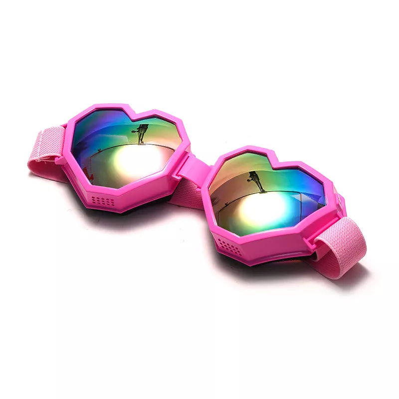 Pink Heart Shaped Oversized Rave Goggles/ Sunglasses