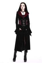 Load image into Gallery viewer, Dark in Love Red and Black Hooded Velvet Lace-Up Jacket
