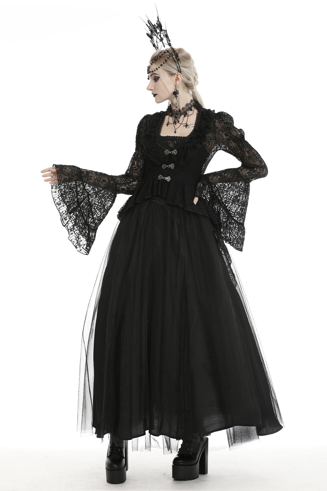 Dark in Love Gothic Sheer Lace Victorian Tailcoat