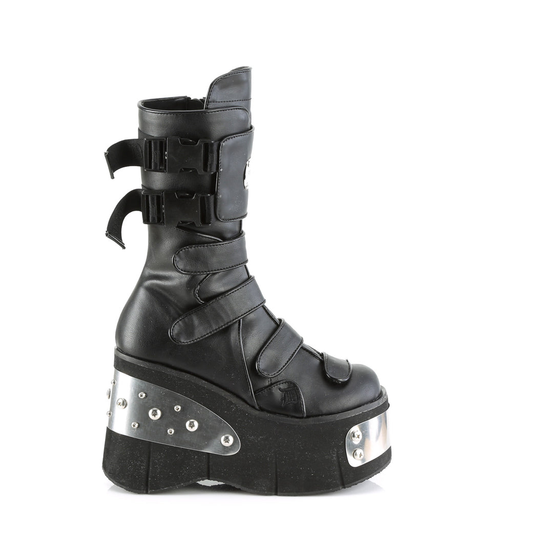 Demonia Kera-108 Platform Boots in Black Vegan Leather