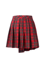 Load image into Gallery viewer, Dark in Love Red Pleated Plaid Punk Mini Skirt
