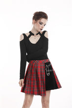 Load image into Gallery viewer, Dark in Love Red Pleated Plaid Punk Mini Skirt
